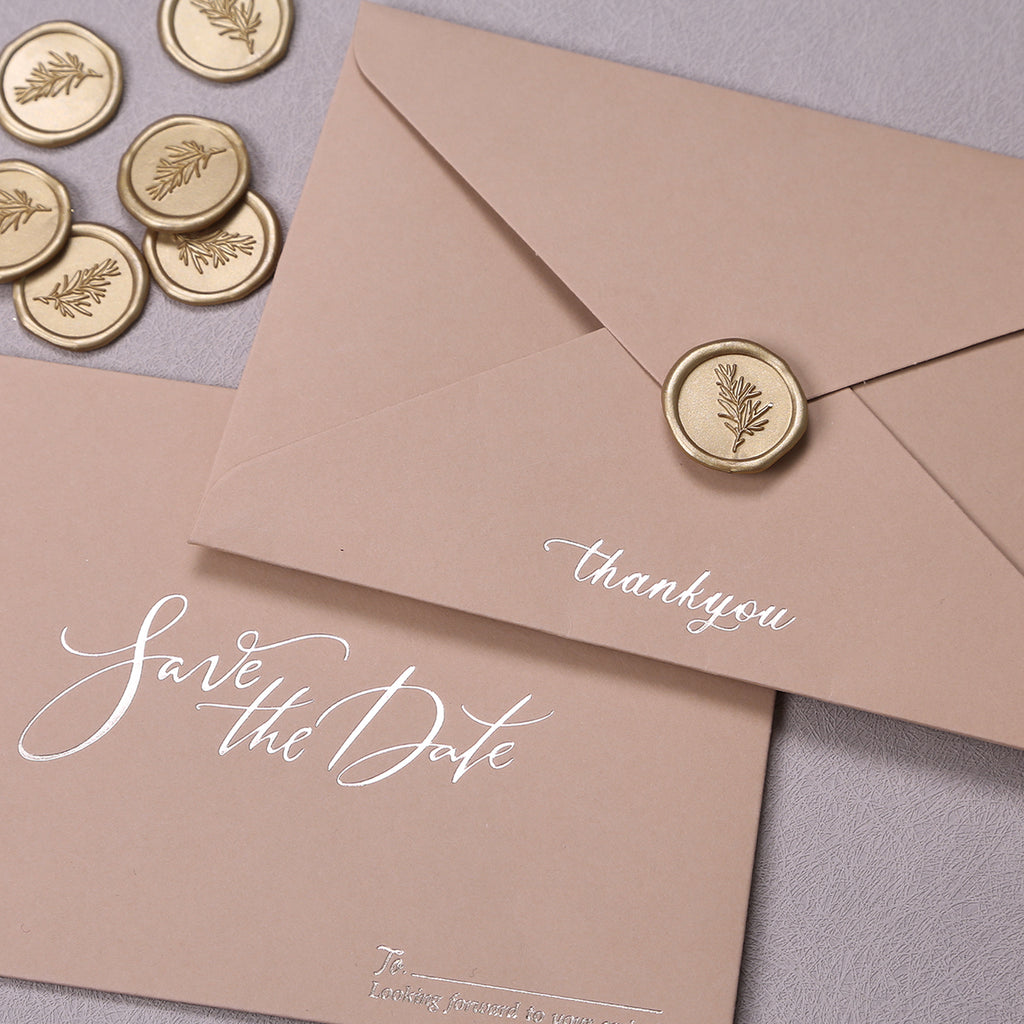Wax Seal Stickers - Wedding Invitation Envelope Seal Stickers Self Adhesive Posecco Metallic Light Gold Stickers, Rosemary, 200pcs