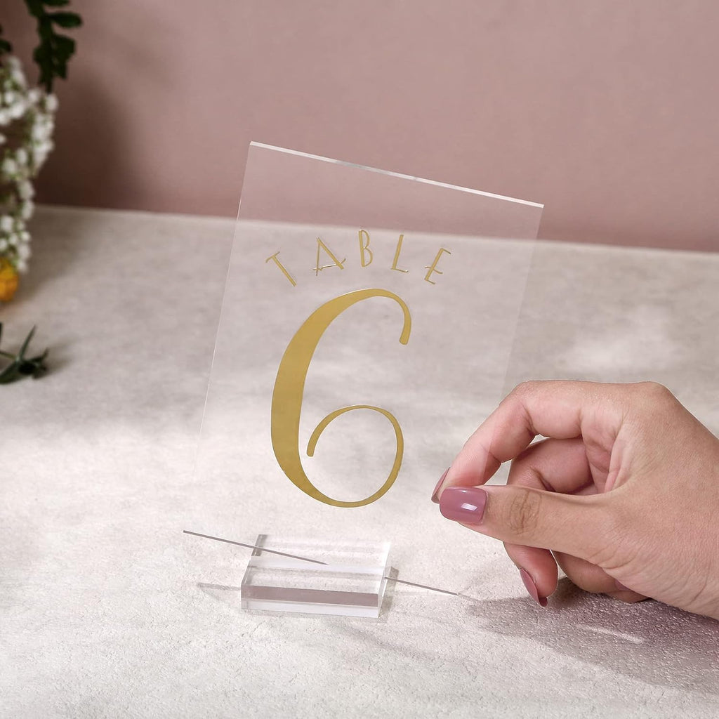 UNIQOOO 2" Clear Acrylic Stand | 18 Pack 3mm Slot Wedding Sign Holders, Perfect for Wedding, Table Number, Exhibition, Office, Restaurant, Business