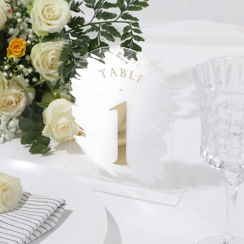 White Painted Arch Wedding Table Numbers with Stands 1-20