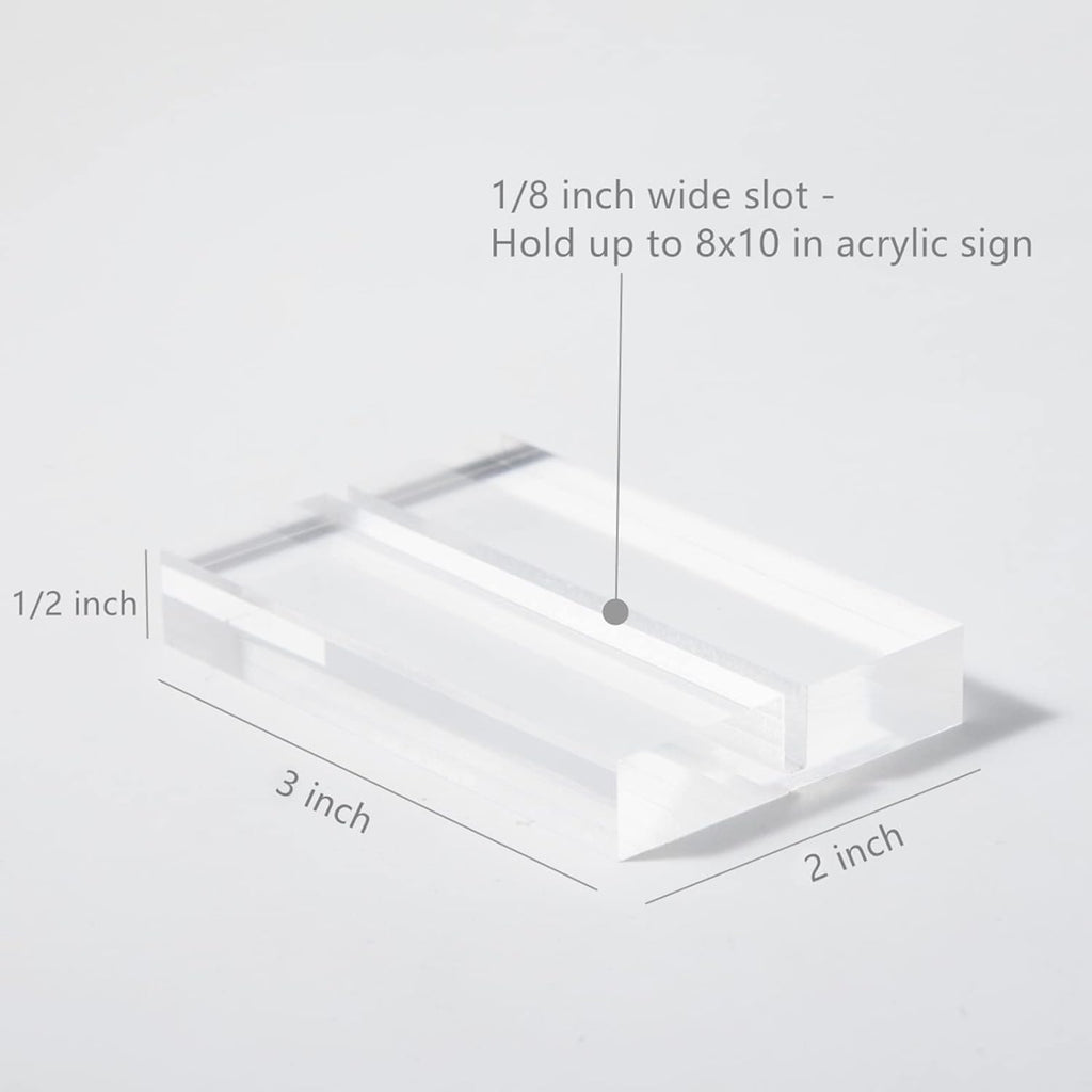 UNIQOOO 3" Clear Acrylic Stand | 10 Pack 3mm Slot Wedding Sign Holders, Perfect for Wedding, Table Number, Exhibition, Office, Restaurant, Business
