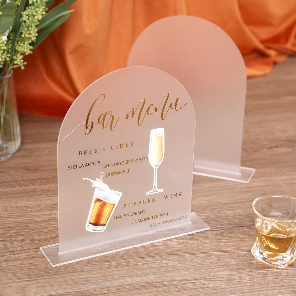 UNIQOOO Frosted Acrylic Arch Table Sign With Holders, 8x10 inches Wedding Table Numbers