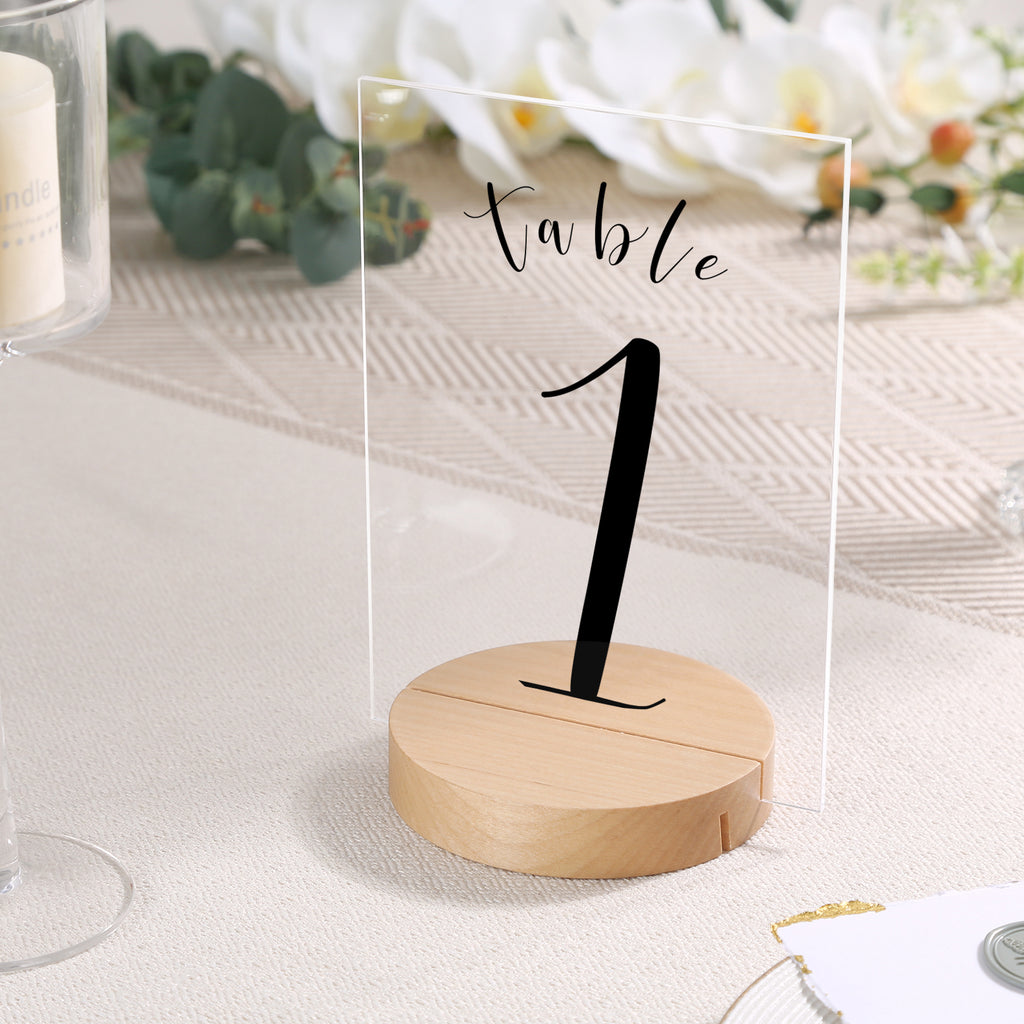 UNIQOOO 6 Pack 4" Round Birch Wood Stands for Wedding Acrylic Sign, Wood Table Number Holders for 1/8 Thick Acrylic Sheets | Wedding Display Stand, Card Holder for Bar Menu, Retail Sign, Party