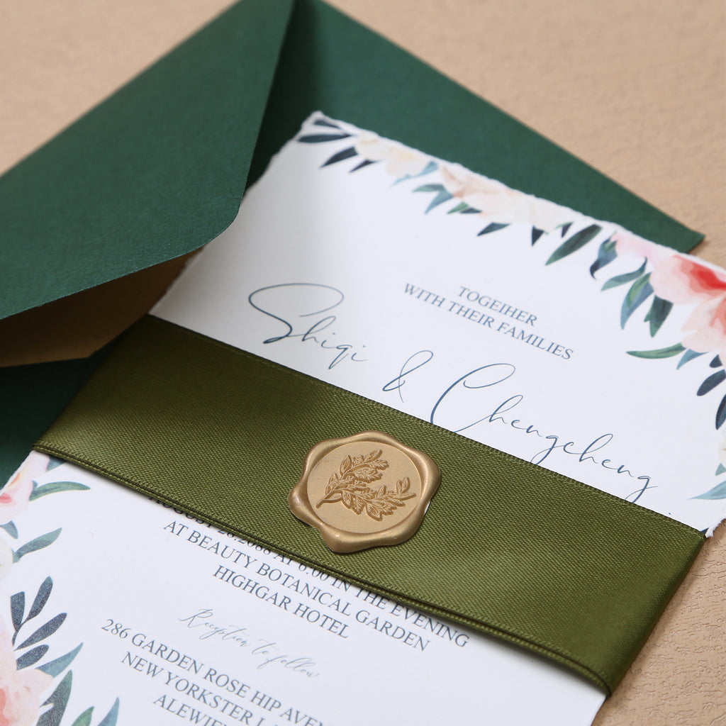 Wax Seal Stickers - Wedding Invitation Envelope Seal Stickers Self Adhesive Prosecco Metallic Light Gold Stickers, Eucalyptus, 100pcs