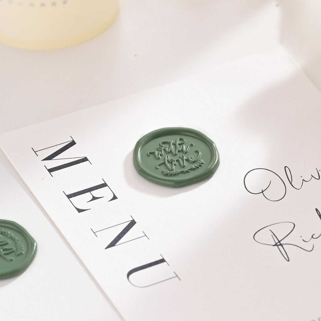 Wax Seal Stickers - Wedding Invitation Envelope Seal Stickers Self Adhesive Olive Green Stickers, 100pcs