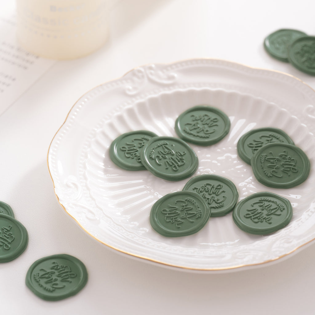 Wax Seal Stickers - Wedding Invitation Envelope Seal Stickers Self Adhesive Olive Green Stickers, 100pcs