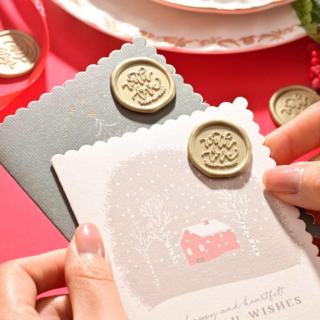 Wax Seal Stickers - Wedding Invitation Envelope Seal Stickers Self Adhesive Light Gold Stickers, 100pcs