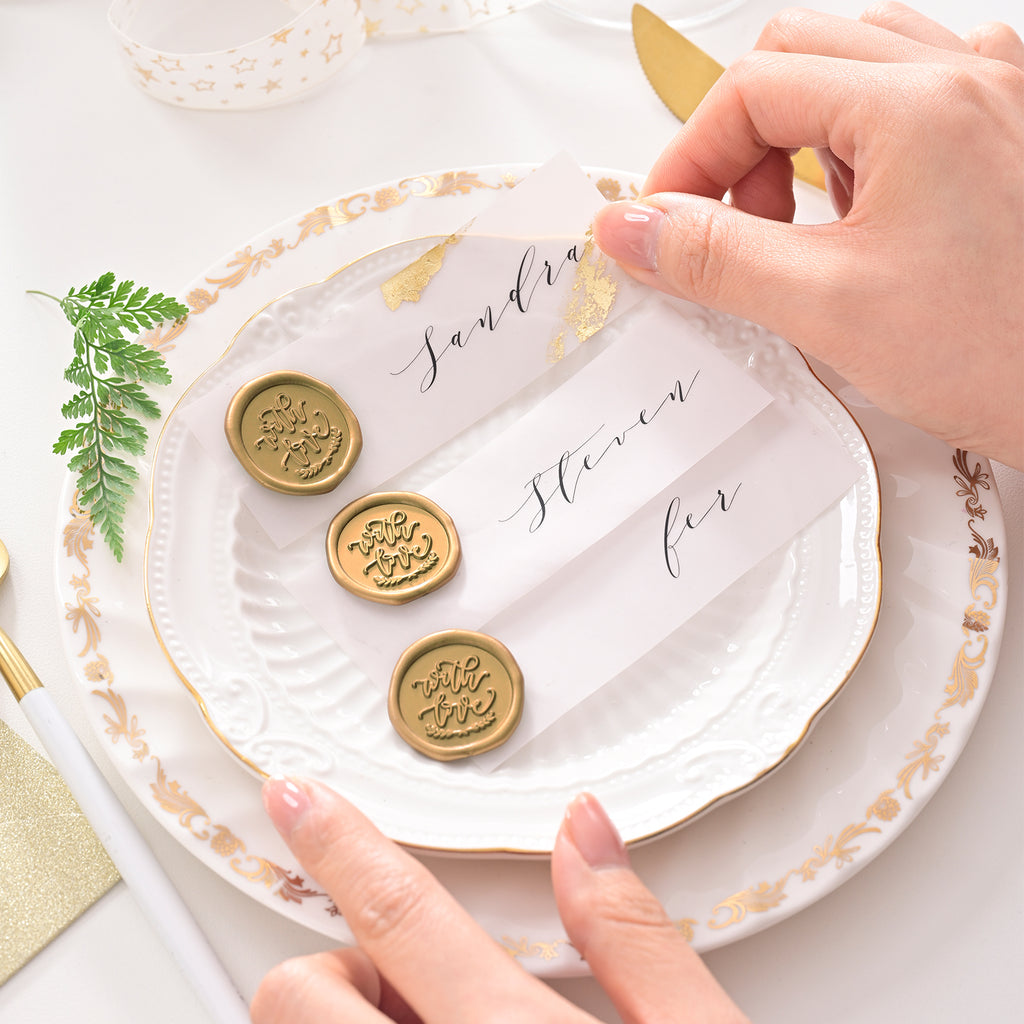Wax Seal Stickers - Wedding Invitation Envelope Seal Stickers Self Adhesive Antique Gold Stickers, 100pcs