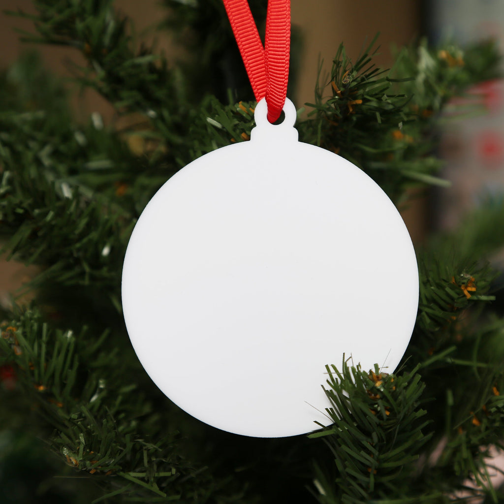 Uniqooo 2.75" White Round Acrylic Christmas Ornament, Wholesale