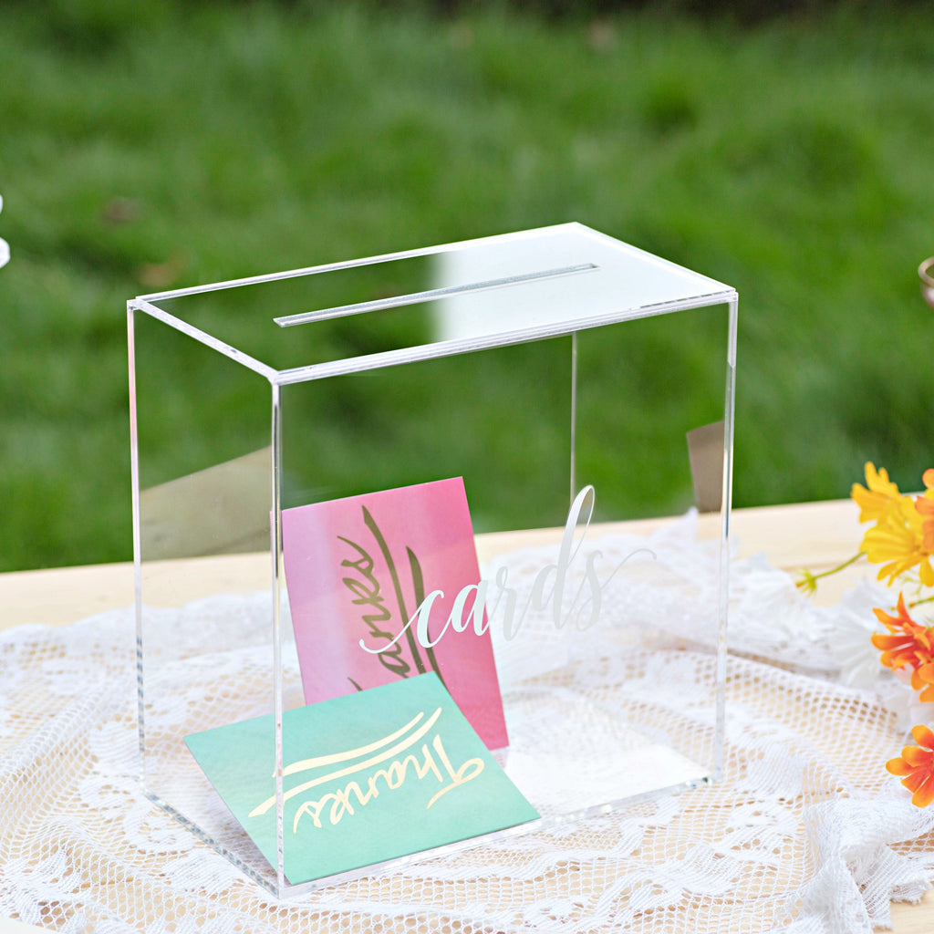 UNIQOOO Metallic Gold Mirror Acrylic Wedding Card Box with Slot, Large  10x10x5.5 inch w/White Print …See more UNIQOOO Metallic Gold Mirror Acrylic