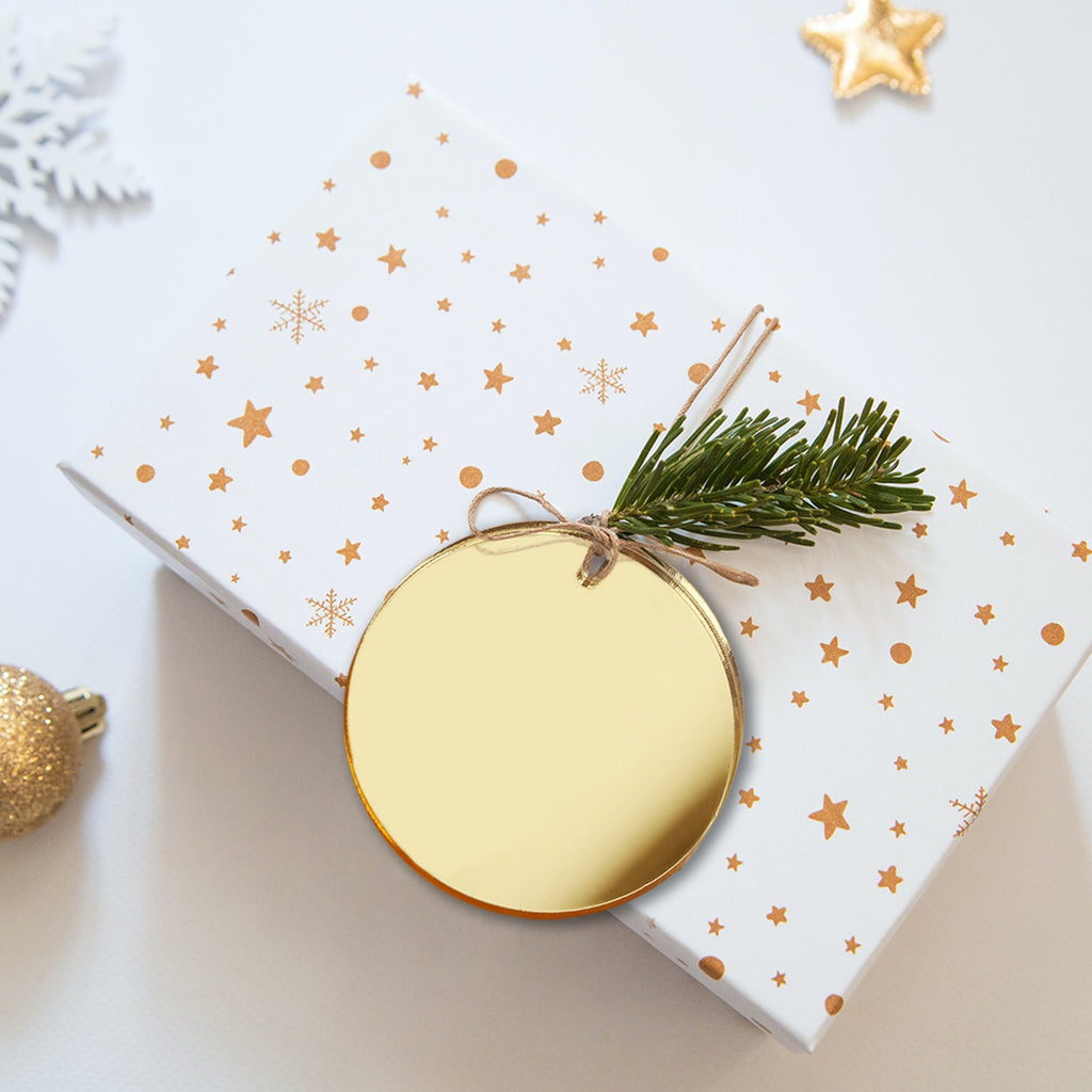 3" Circle Gold Mirrored Acrylic Christmas Ornament, 20 Pack