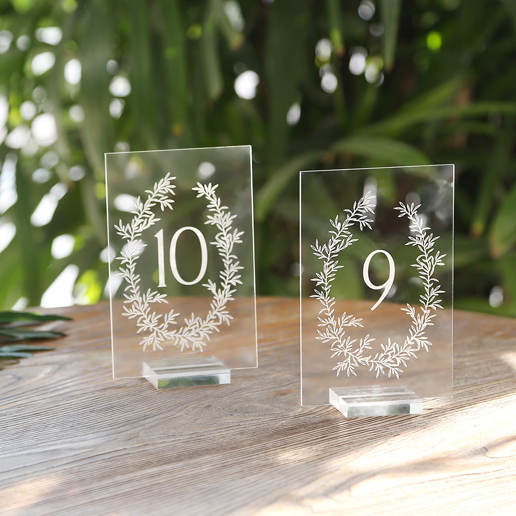 4x6 inch Printed Olive Wreath Acrylic Table Numbers Set, 1-20