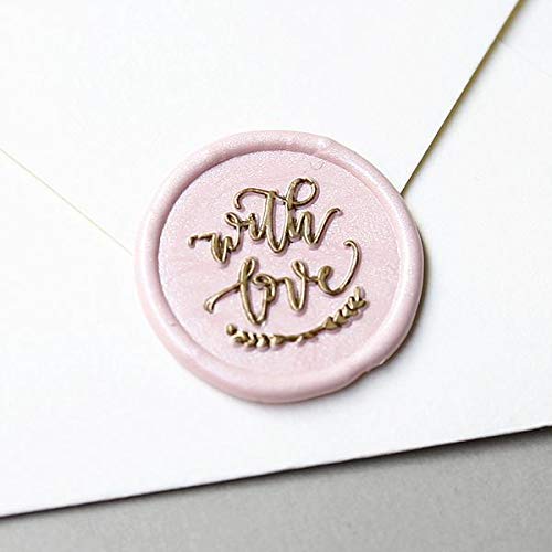 3 Love Wax Seal Stamp Gift Kit - Calligraphy “with Love ”, Love Knot, Rose - Sakura Pink Wick Wax Sticks