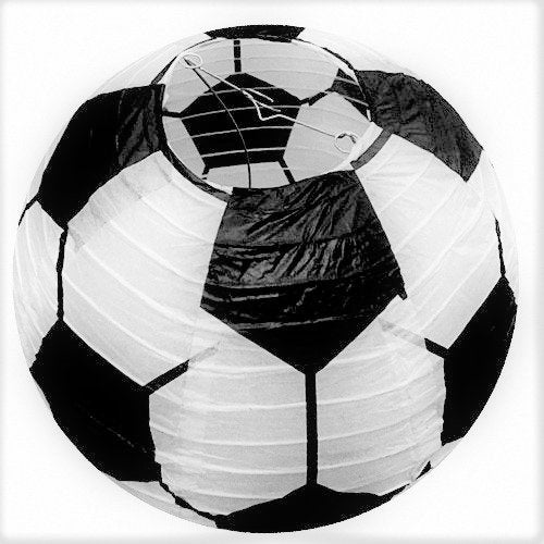 UNIQOOO 6Pcs Premium 12'' Soccer Football Paper Lantern Set, Reusable Hanging Decorative Japanese Chinese Paper Lanterns, Easy Assemble,For Sports Game FIFA World Cup Soccer Ball Party Bar Decorations ( Only Delivery to US)