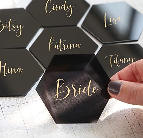 Tinted Black Hexagon Acrylic Blanks, Wedding Place Cards, 3 1/4" 20 Count
