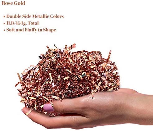 1 LB Metallic Rose Gold Crinkle Cut Shredded Paper Filler Strands