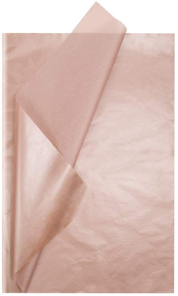 40 Sheets Premium Metallic Rose Gold Tissue Gift Wrap Paper, 20" X 26"