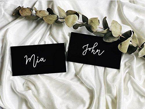 Black Acrylic Rectangle Place Cards for Wedding, 20 Count