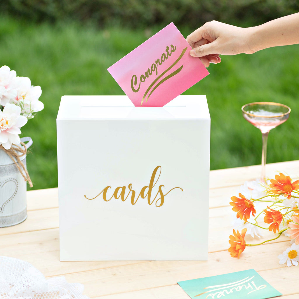 white wedding card box