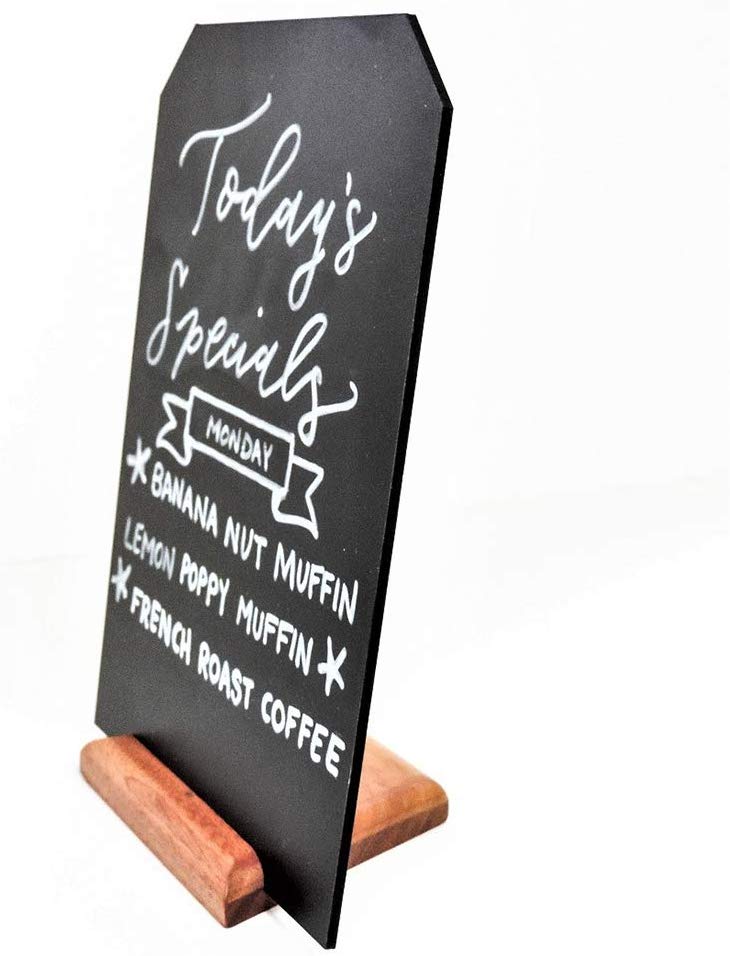 6 Pack Sapele Rustic Wood Stands for Chalkboard Sign | Wooden Holders for 1/8" Thick Acrylic Sheet | for Wedding Retail Shop Bakery Cafe Restaurant