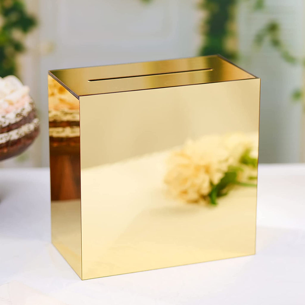 Acrylic Card Box, Gold Mirror / No Print