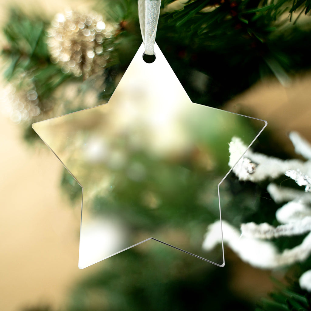 3.5" Clear Star Acrylic Christmas Ornament, 20 Pack