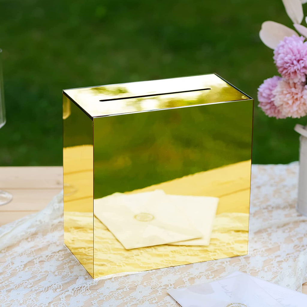 Acrylic Card Box, Gold Mirror / No Print