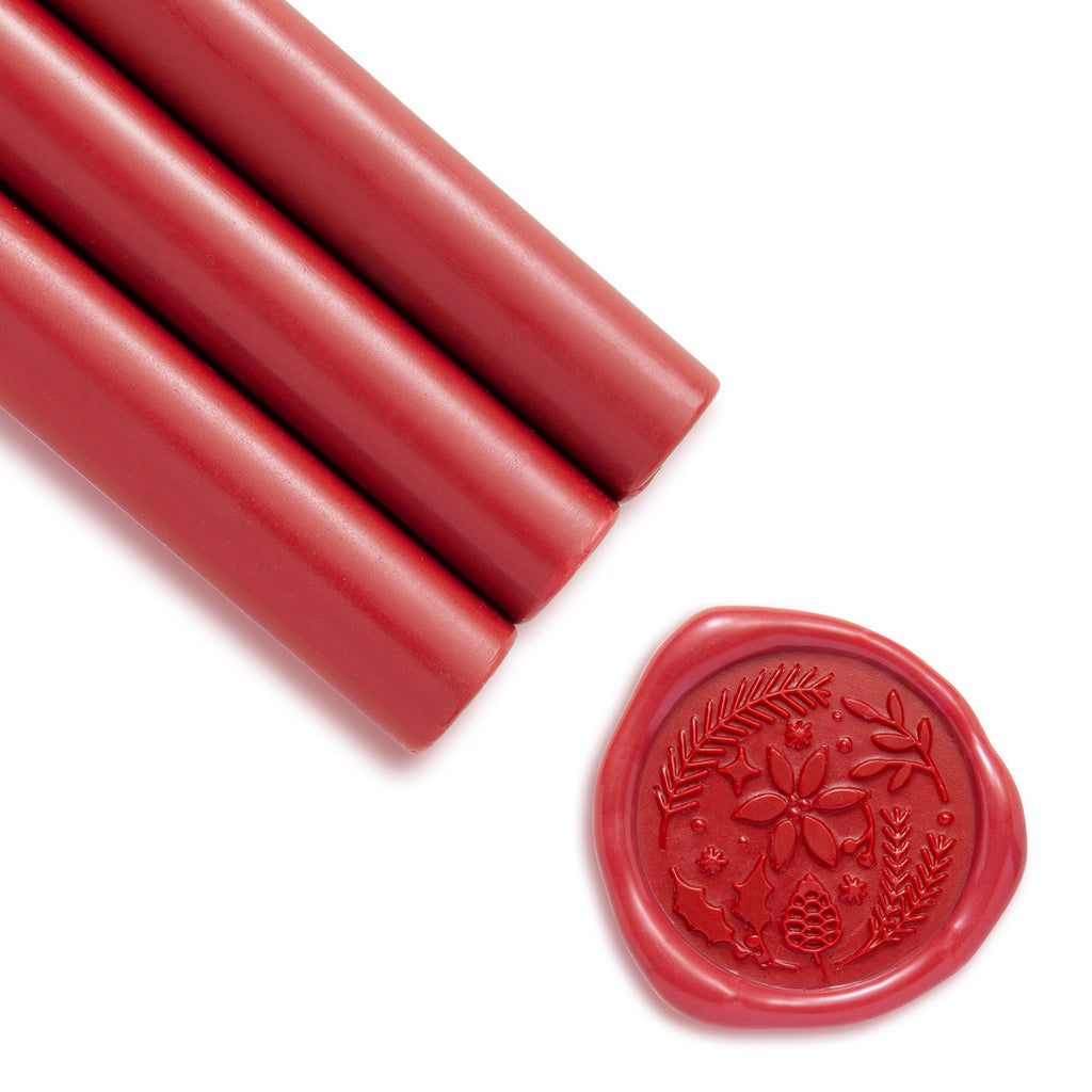 Christmas Poinsettia Red Sealing Wax Sticks, 8 Pack