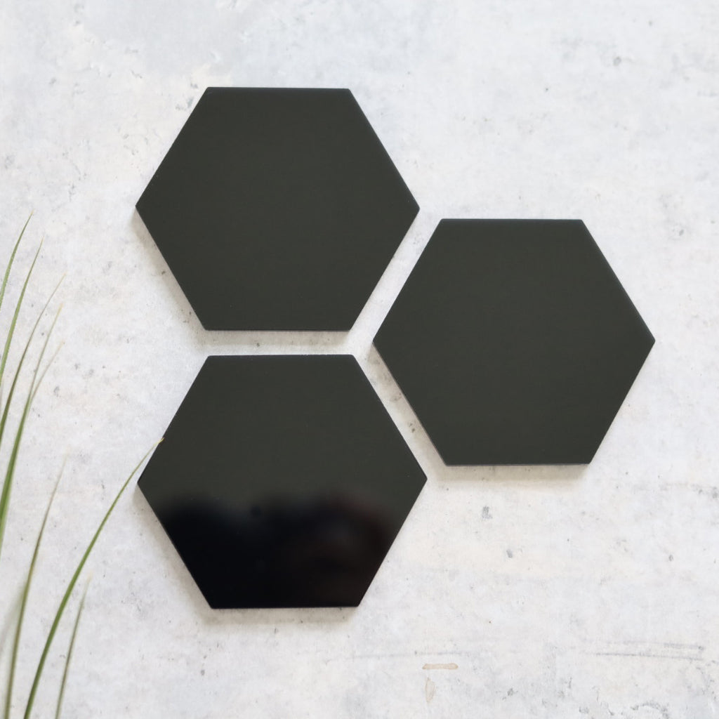 Tinted Black Hexagon Acrylic Blanks, Wedding Place Cards, 3 1/4" 20 Count