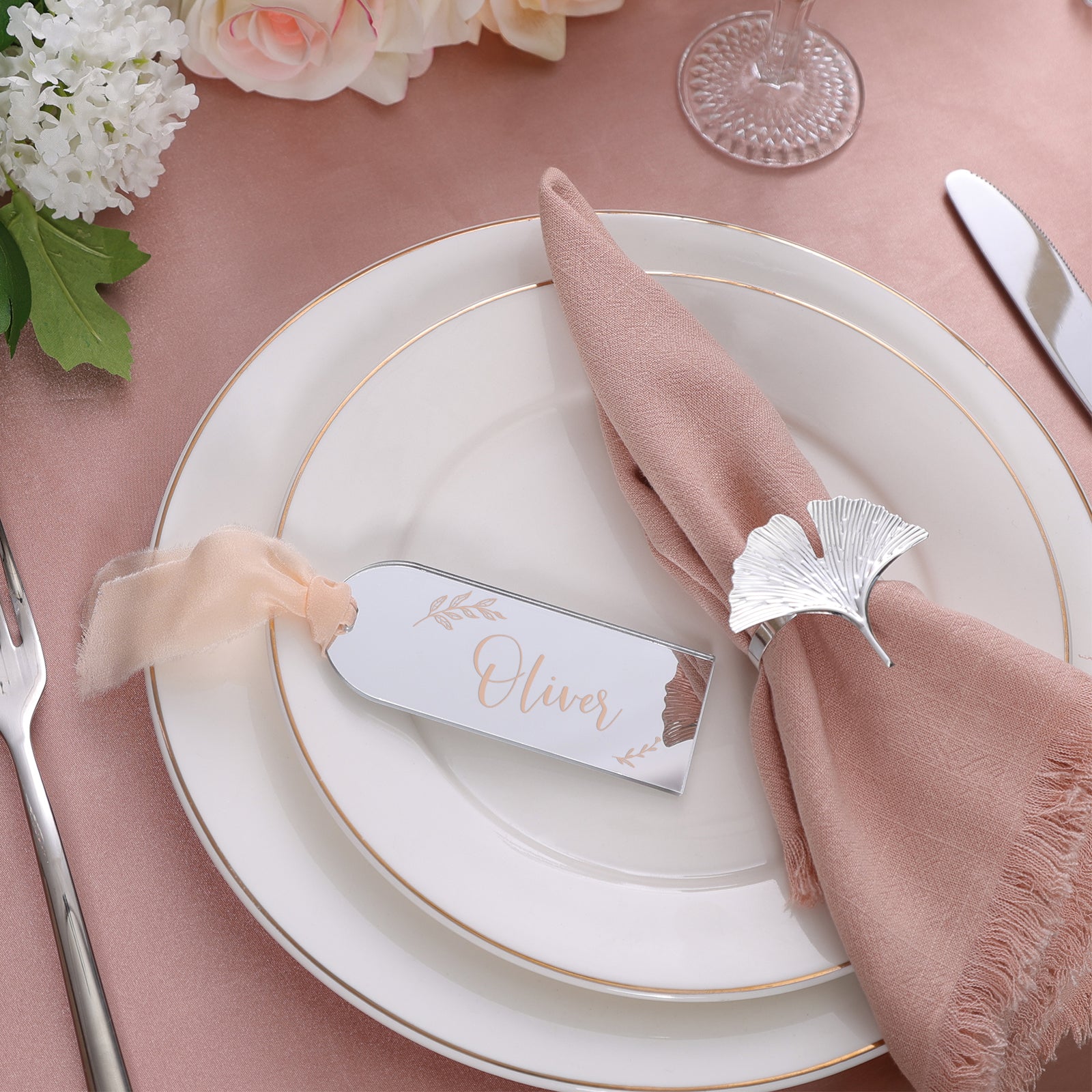 20 Pcs Mirror Silver Acrylic Place Cards, 3.9x1.6 inches DIY Blank Hanging Tags, Perfect for Wedding Table Decor, Birthday, Centerpiece, Decoration, Party, Anniversary, Event