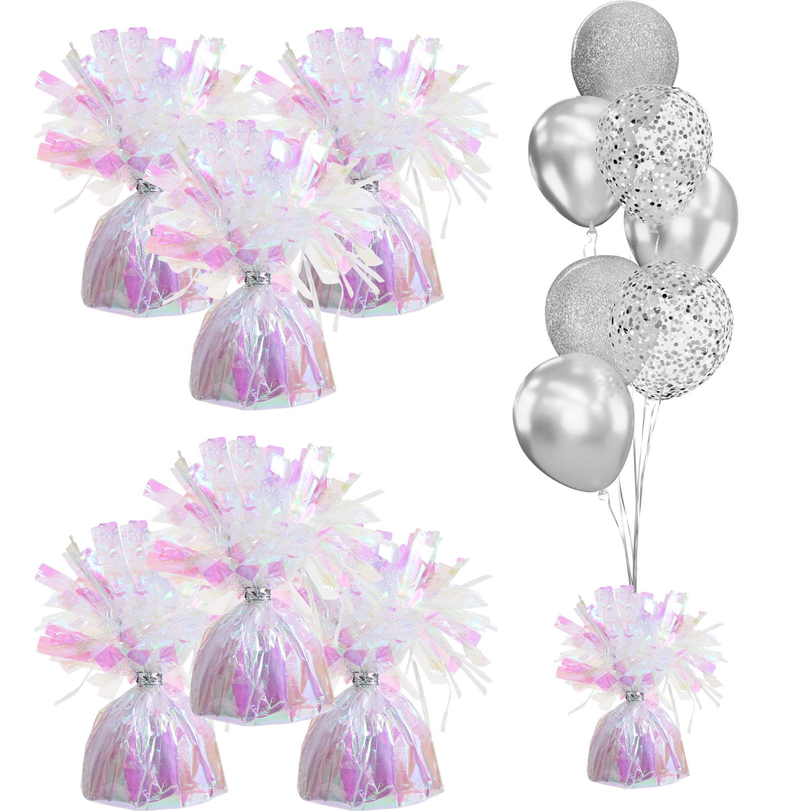 Ombre Iridescent Heavy Solid Balloon Weights Pack of 12, Table Centerpiece DIY Décor