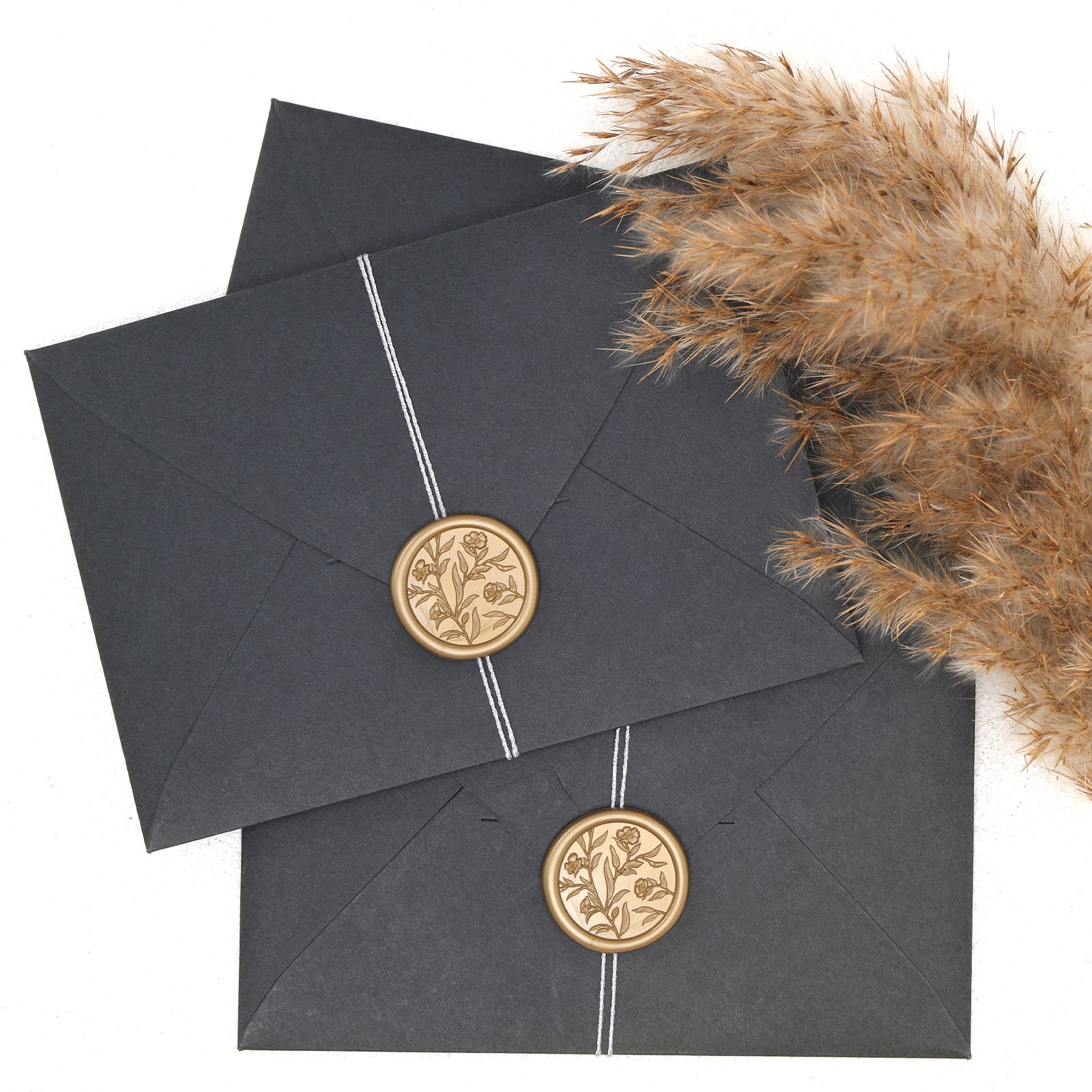 Wax Seal Stickers - 3D Floral Wedding Invitation Envelope Seal Sticker, 50 Pcs Self- Adhesive Prosecco Metallic Light Gold Flower Stickers, Perfect for Invitation, Christmas, Gift Wrapping