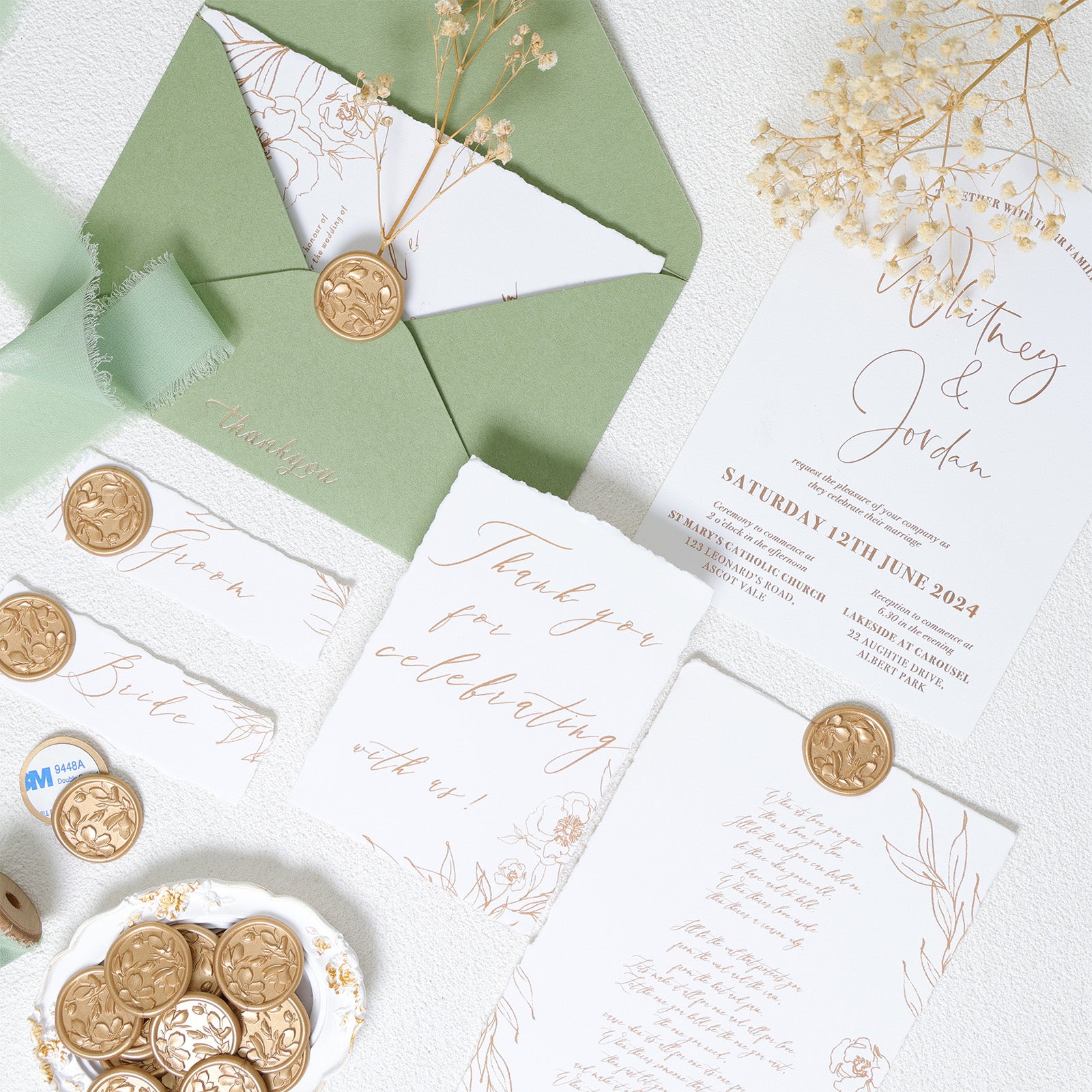 Wax Seal Stickers - 3D Magnolia Wedding Invitation Envelope Botanical  Self- Adhesive Light Gold Wax Seal Stickers, 50 Pcs