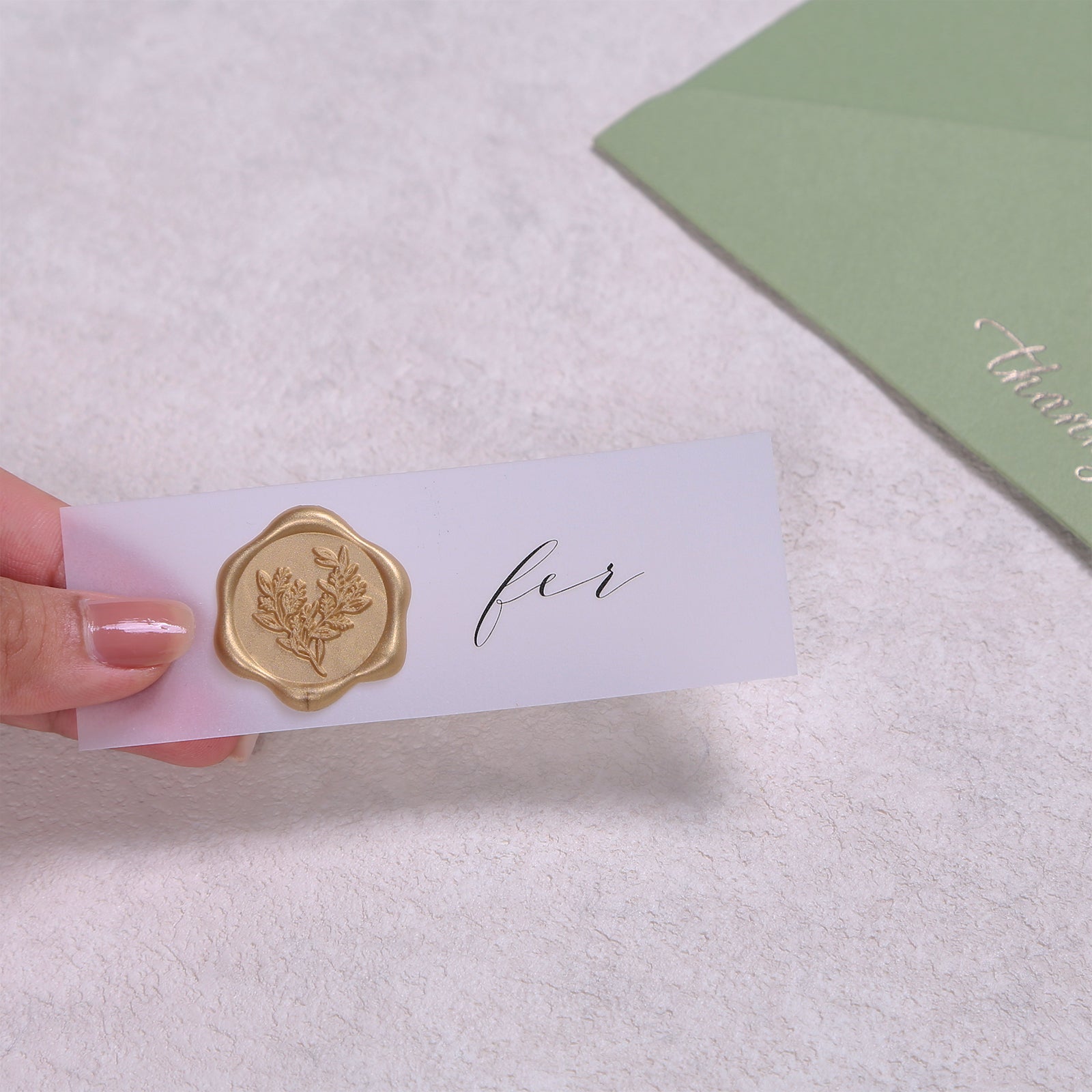 Wax Seal Stickers - Wedding Invitation Envelope Seal Stickers Self Adhesive Prosecco Metallic Light Gold Stickers, Eucalyptus, 100pcs