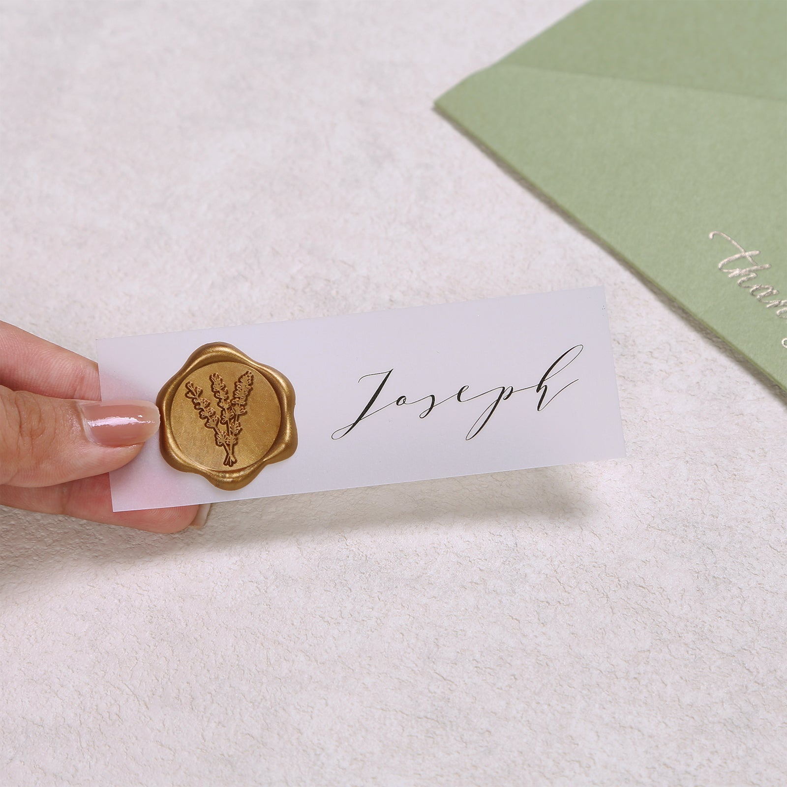 Wax Seal Stickers - Wedding Invitation Envelope Seal Stickers Self Adhesive Antique Gold Stickers, Eucalyptus, 50pcs