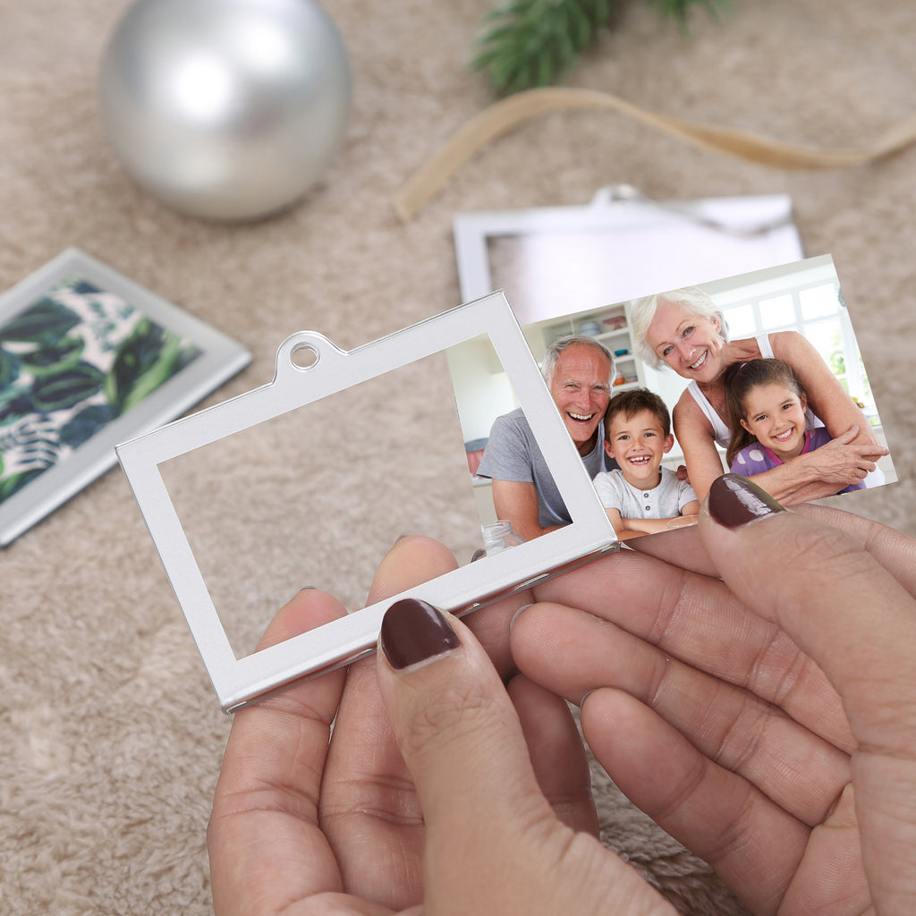 Christmas Photo Acrylic Ornament Frames, 3x2 Inches,8 Pack Silver Frames for Picture,Double-Sided Picture Frames