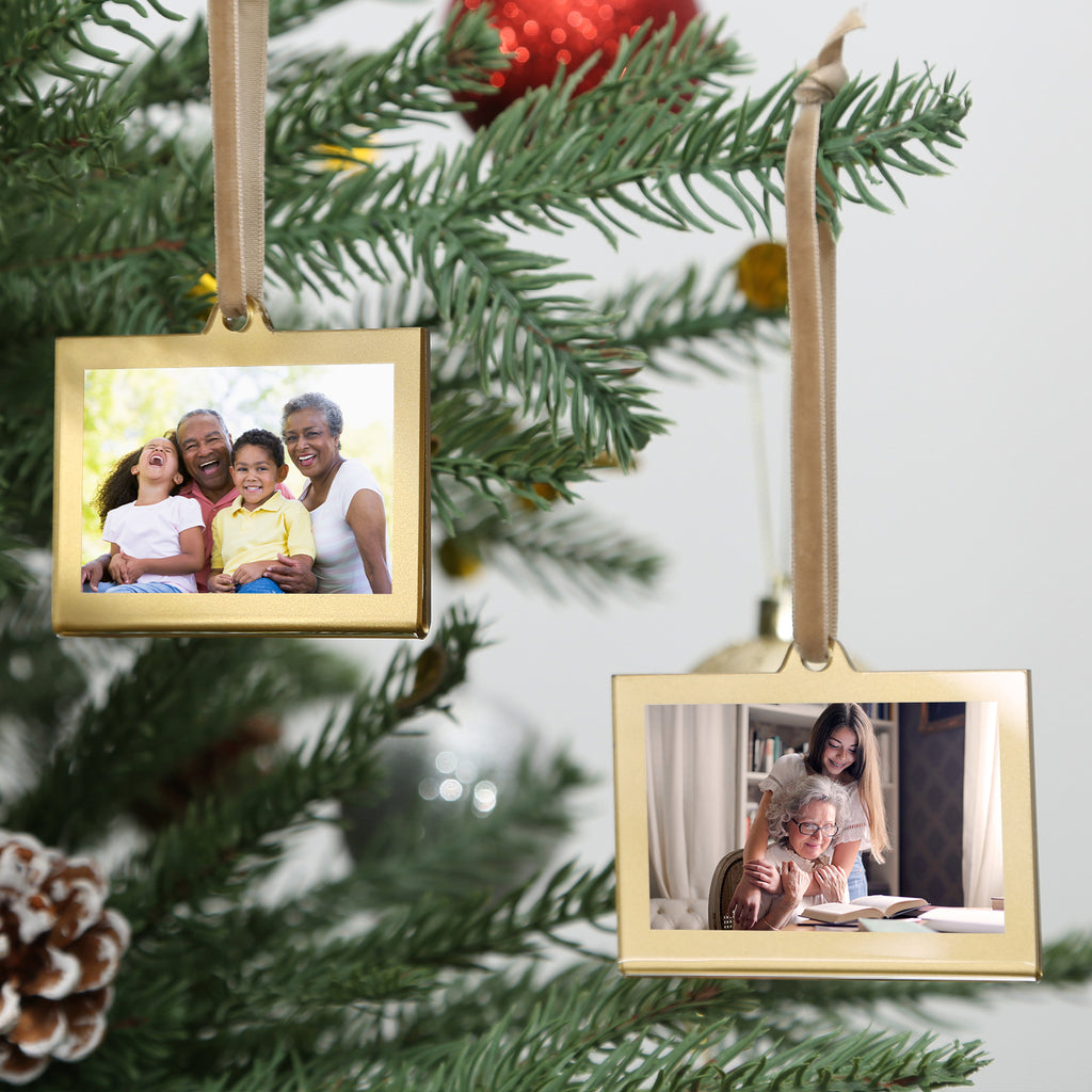 Christmas Photo Acrylic Ornament Frames, 3x2 Inches,8 Pack Gold Frames for Picture,Double-Sided Picture Frames