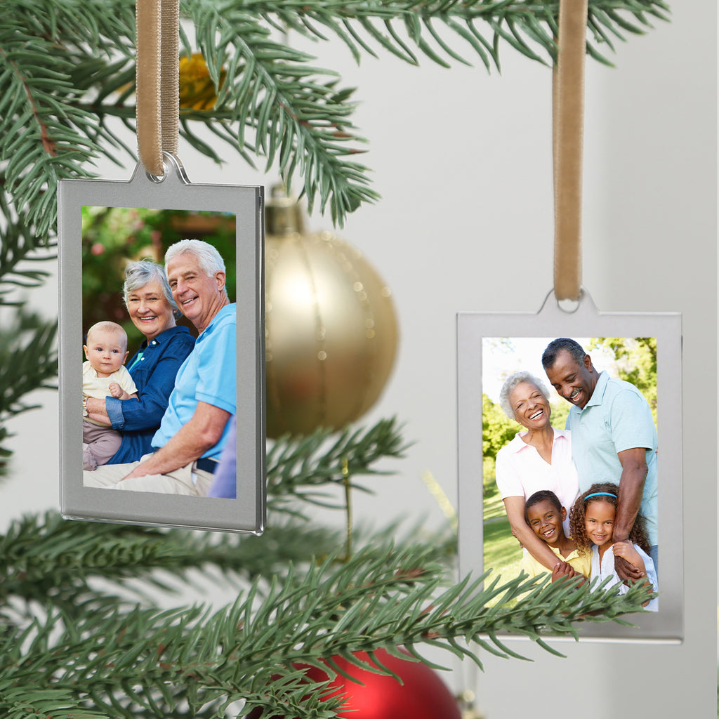 Christmas Photo Acrylic Ornament Frames, 2x3 Inches,8 Pack Silver Frames for Picture,Double-Sided Picture Frames