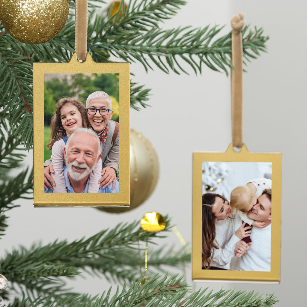 Christmas Photo Acrylic Ornament Frames, 2x3 Inches,8 Pack Gold Frames for Picture,Double-Sided Picture Frames