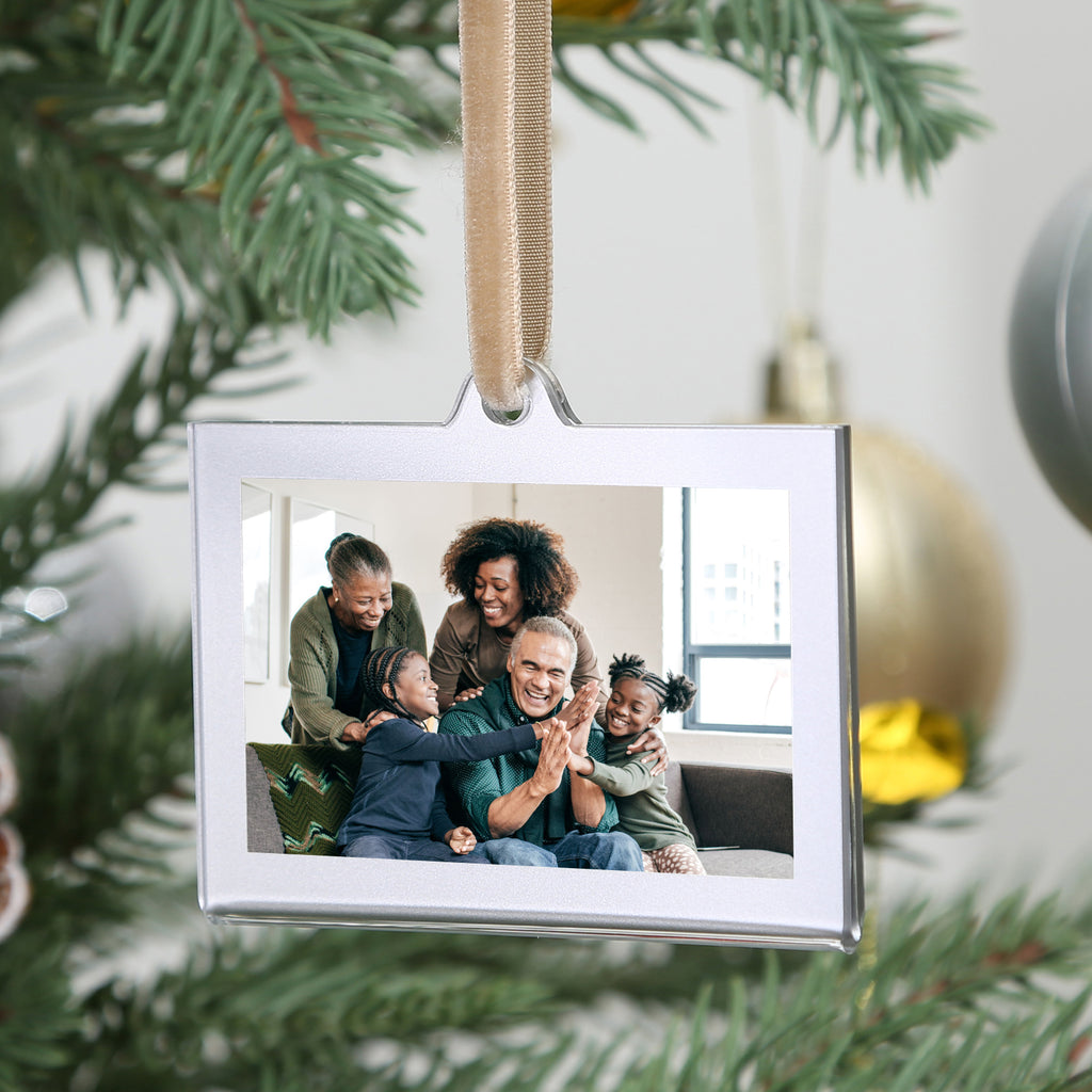 Christmas Photo Acrylic Ornament Frames, 3x2 Inches,8 Pack Silver Frames for Picture,Double-Sided Picture Frames