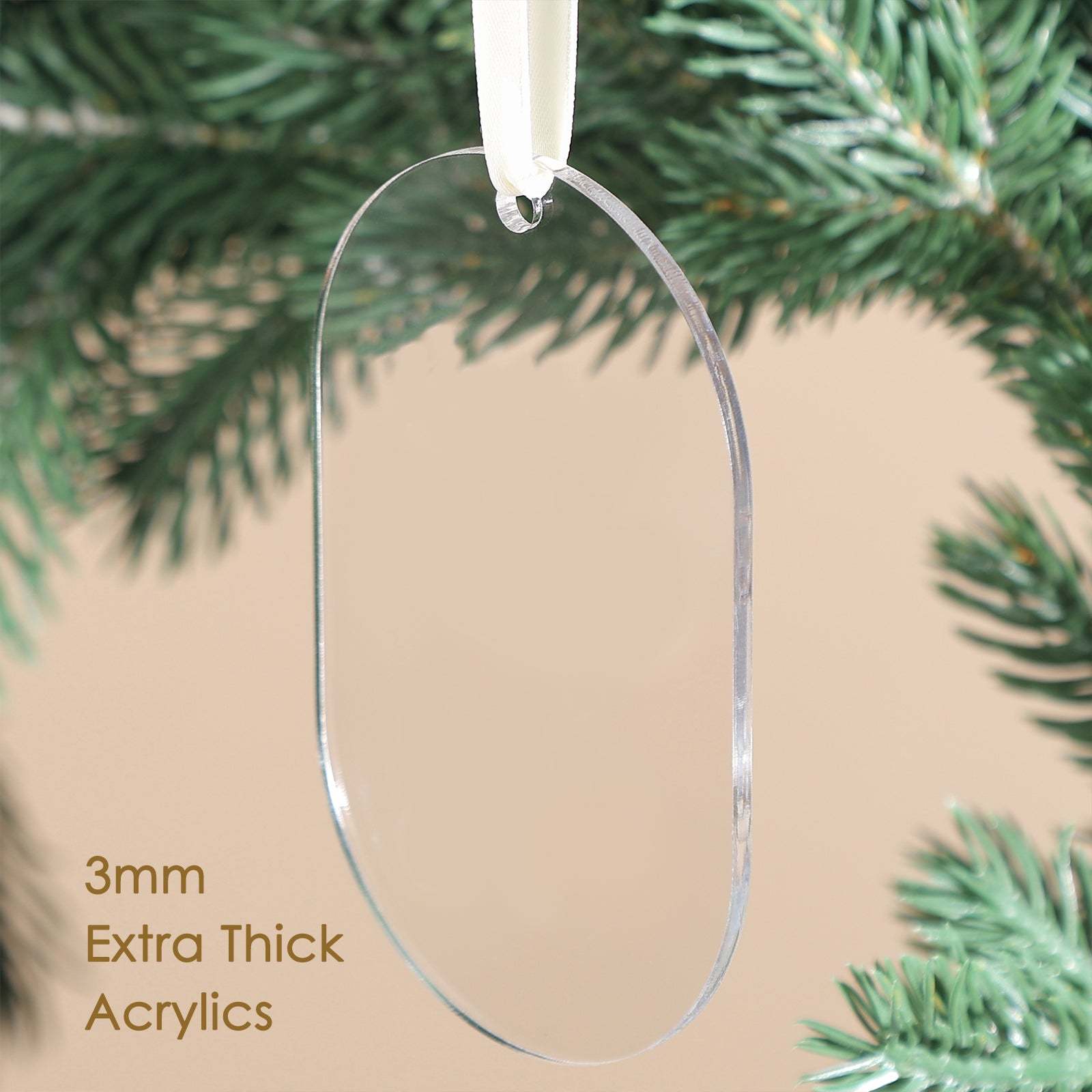 18 Pack 4'' Clear Acrylic Arch Oval Shape Christmas Ornament, 3mm Extra Thick