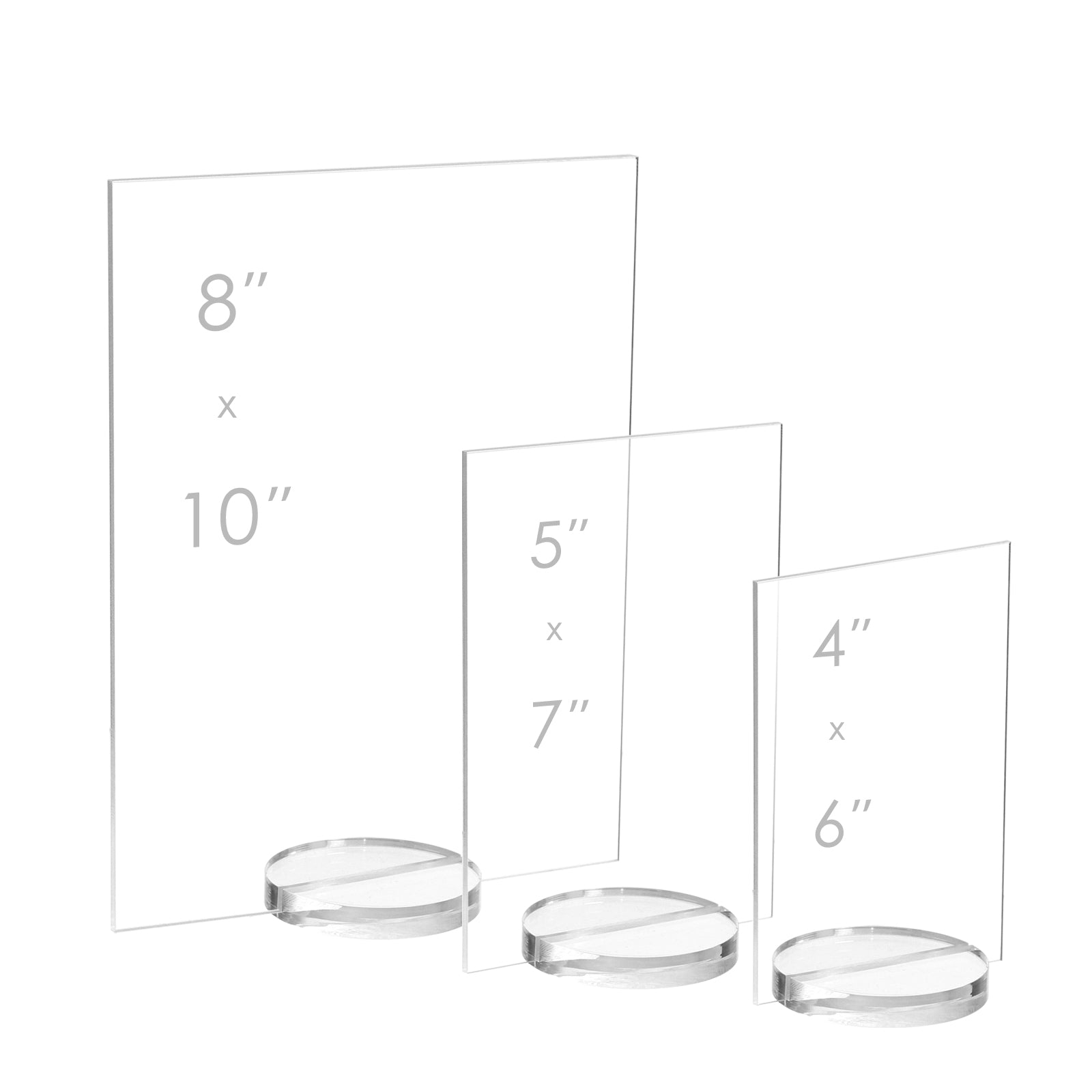 UNIQOOO 3" Clear Acrylic Round Stand |3mm Double-sided Slot Wedding Sign Holders, Perfect for Wedding, Table Number, Exhibition, Office, Restaurant, Business, 6 Count