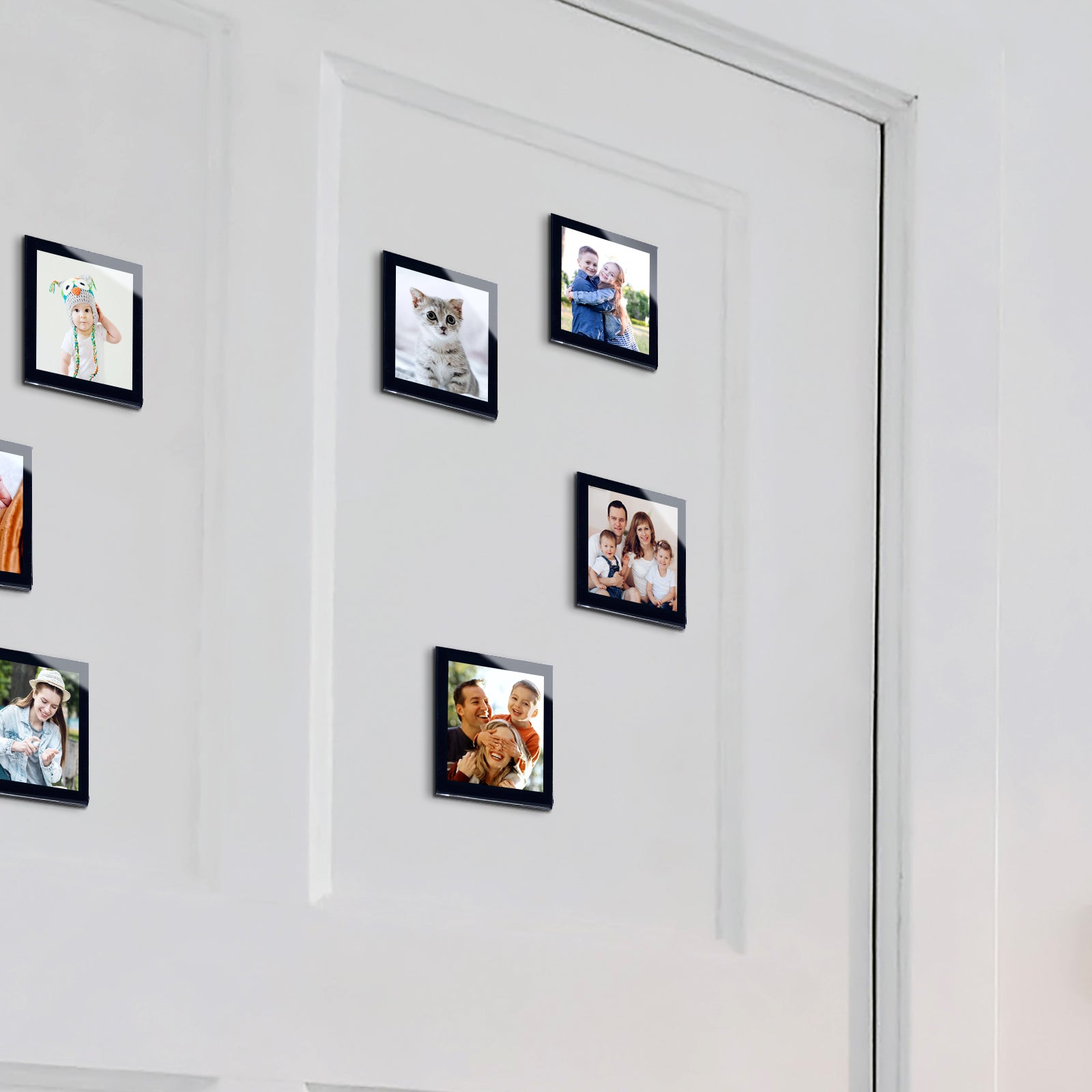 6-Pack Black-Rimmed Acrylic Fridge Magnet Picture Frames, 3.2" x 3.2" Refrigerator Magnetic Photo Holder for Home Office Cabinet Locker, Decorative Display for Memories