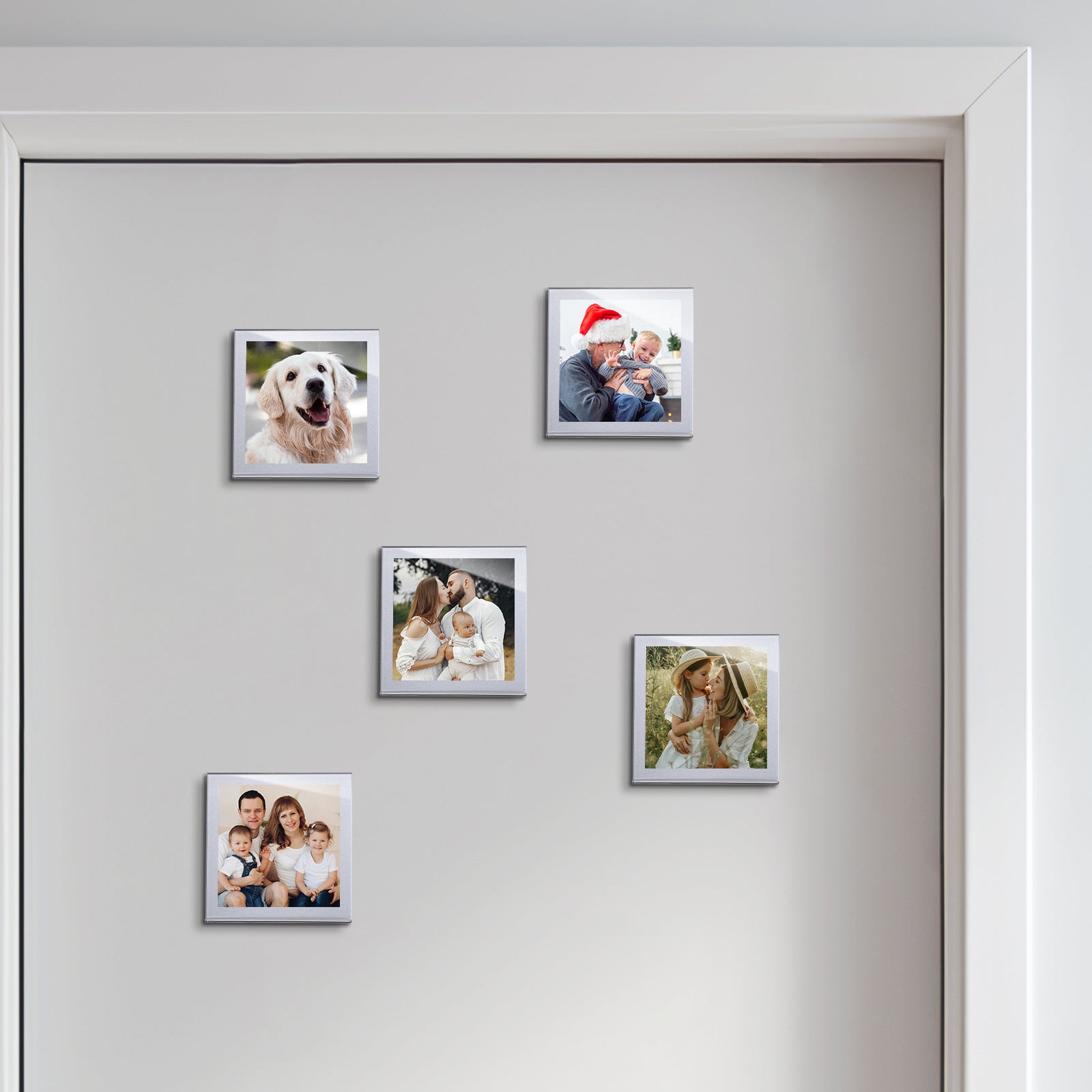 6-Pack Silver-Rimmed Acrylic Fridge Magnet Picture Frames, 3.2" x 3.2" Refrigerator Magnetic Photo Holder for Home Office Cabinet Locker, Decorative Display for Memories
