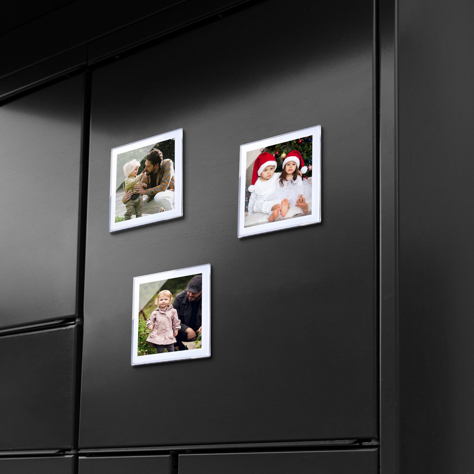 6-Pack Silver-Rimmed Acrylic Fridge Magnet Picture Frames, 3.2" x 3.2" Refrigerator Magnetic Photo Holder for Home Office Cabinet Locker, Decorative Display for Memories