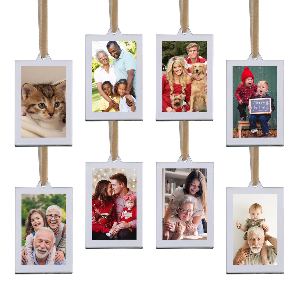 Christmas Photo Acrylic Ornament Frames, 2x3 Inches,8 Pack Silver Frames for Picture,Double-Sided Picture Frames