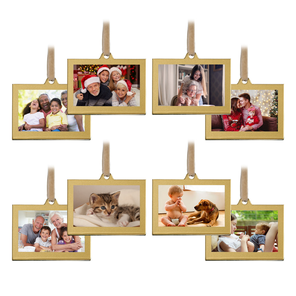 Christmas Photo Acrylic Ornament Frames, 3x2 Inches,8 Pack Gold Frames for Picture,Double-Sided Picture Frames