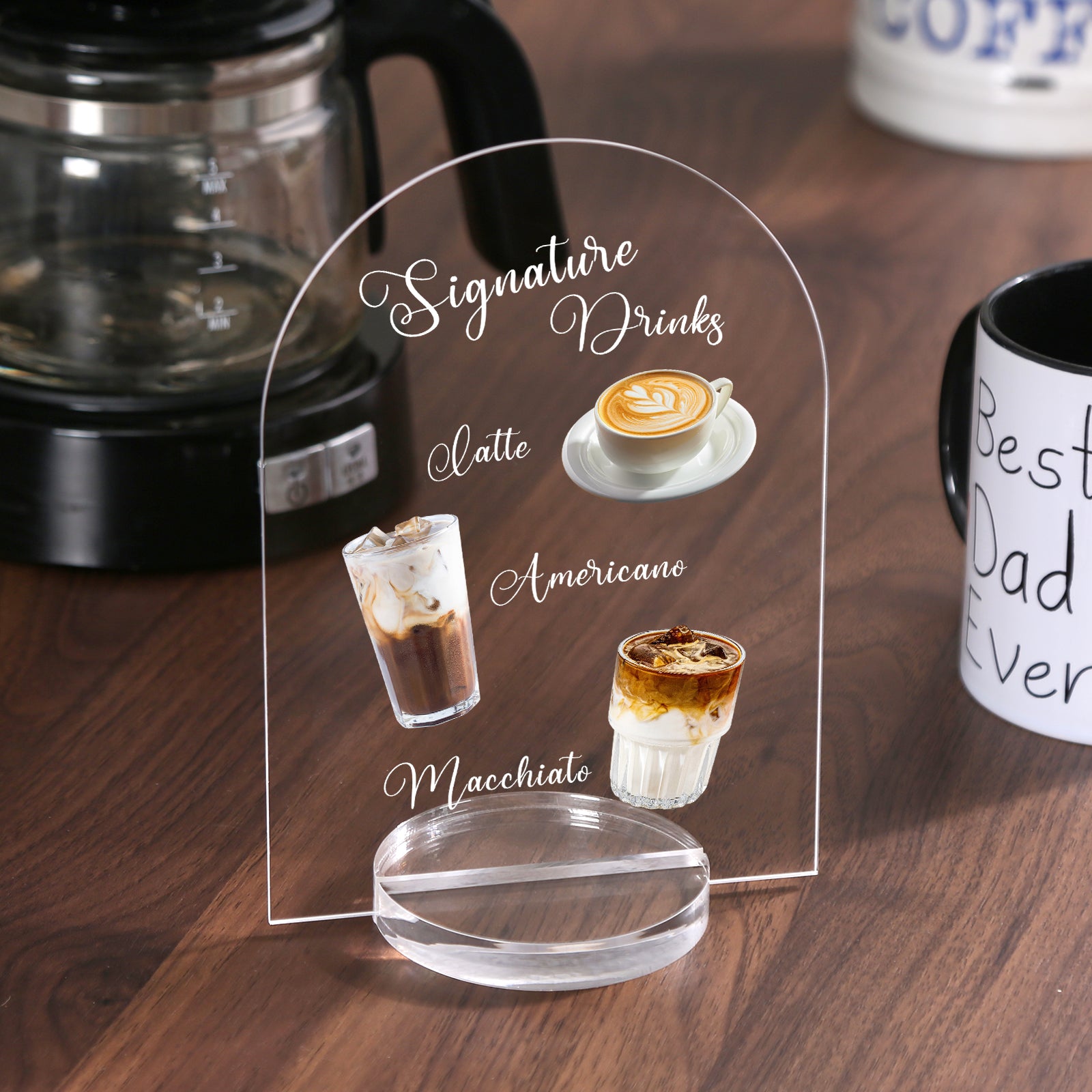 UNIQOOO 3" Clear Acrylic Round Stand |3mm Double-sided Slot Wedding Sign Holders, Perfect for Wedding, Table Number, Exhibition, Office, Restaurant, Business, 6 Count