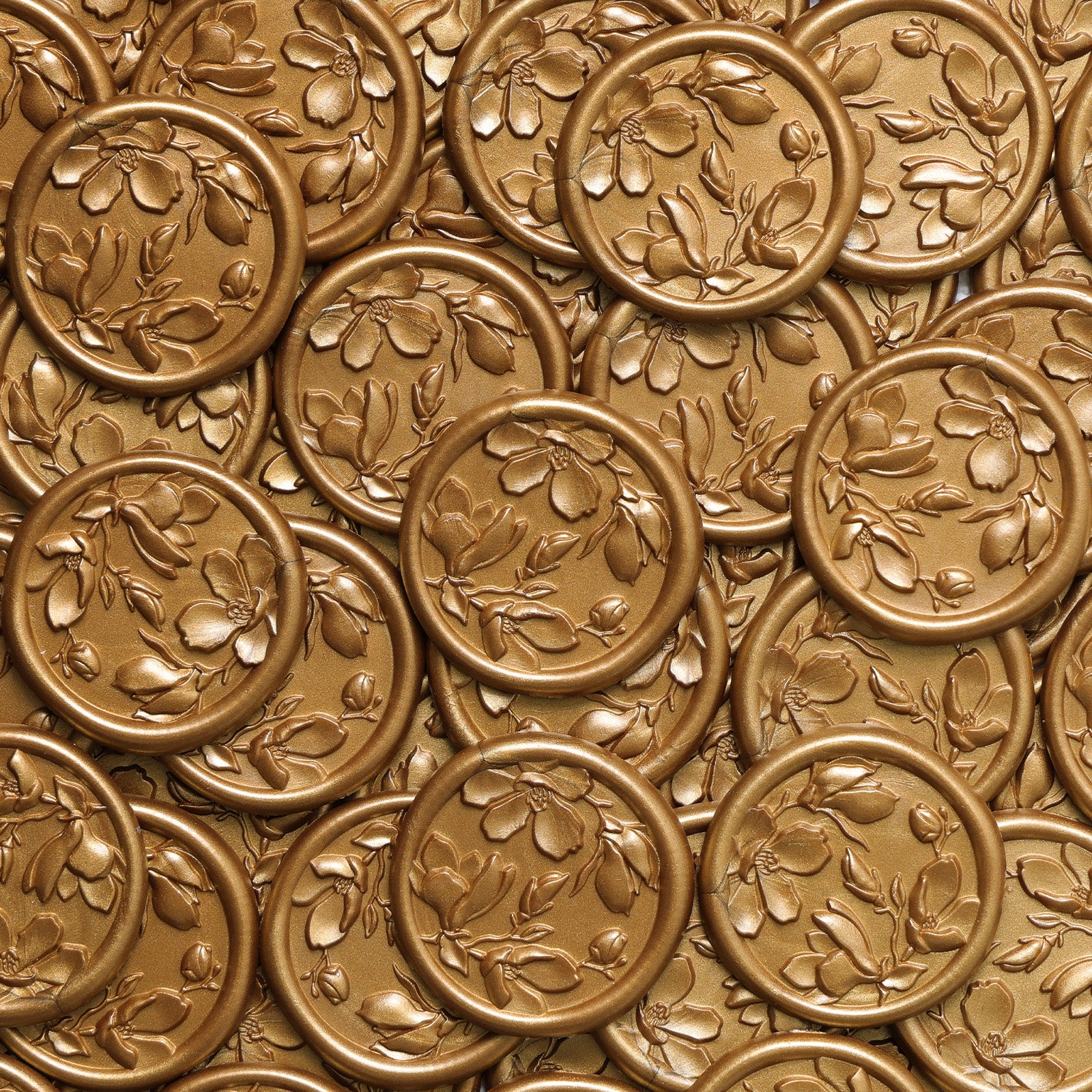 Wax Seal Stickers - 3D Magnolia Wedding Invitation Envelope Botanical Self- Adhesive Antique Gold Seal Stickers, 50 Pcs