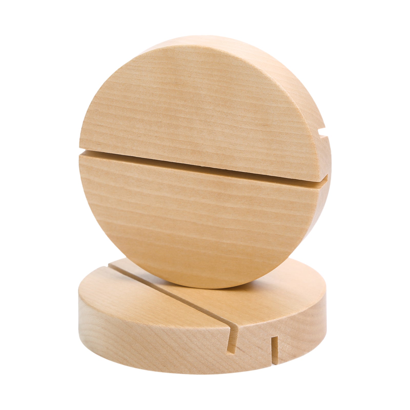 UNIQOOO 6 Pack 4" Round Birch Wood Stands for Wedding Acrylic Sign, Wood Table Number Holders for 1/8 Thick Acrylic Sheets | Wedding Display Stand, Card Holder for Bar Menu, Retail Sign, Party