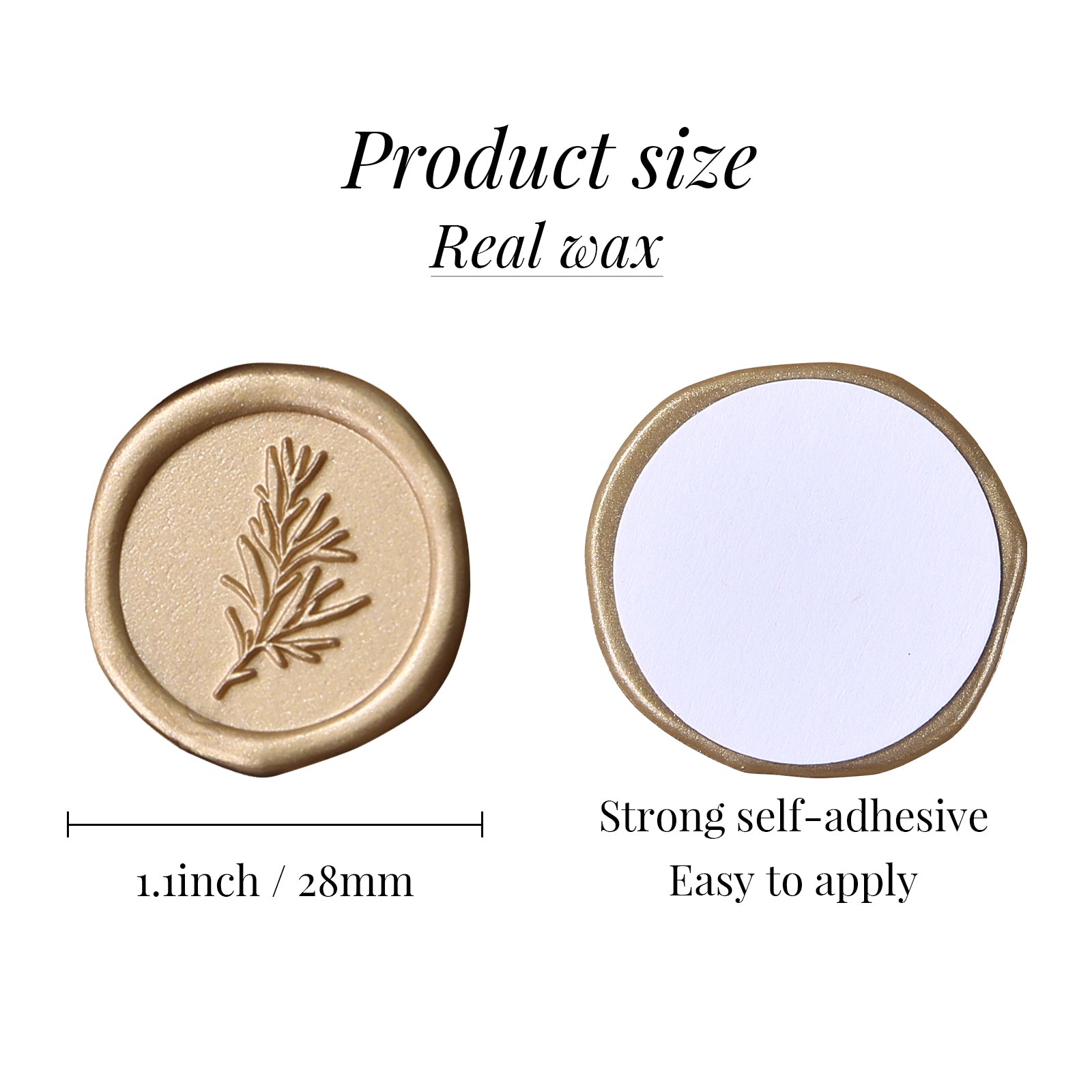 Wax Seal Stickers - Wedding Invitation Envelope Seal Stickers Self Adhesive Posecco Metallic Light Gold Stickers, Rosemary, 200pcs
